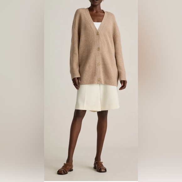 Banana Republic Beige Button-Up Cardigan cashmere sweater M - Picture 2 of 8